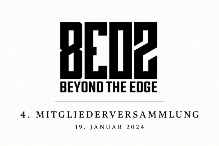 Schlicht gestaltetes Beitragsbild zur 4. Mitgliederversammlung der BEOZ Association mit BEOZ-Logo und dem Datum 19. Januar 2024.